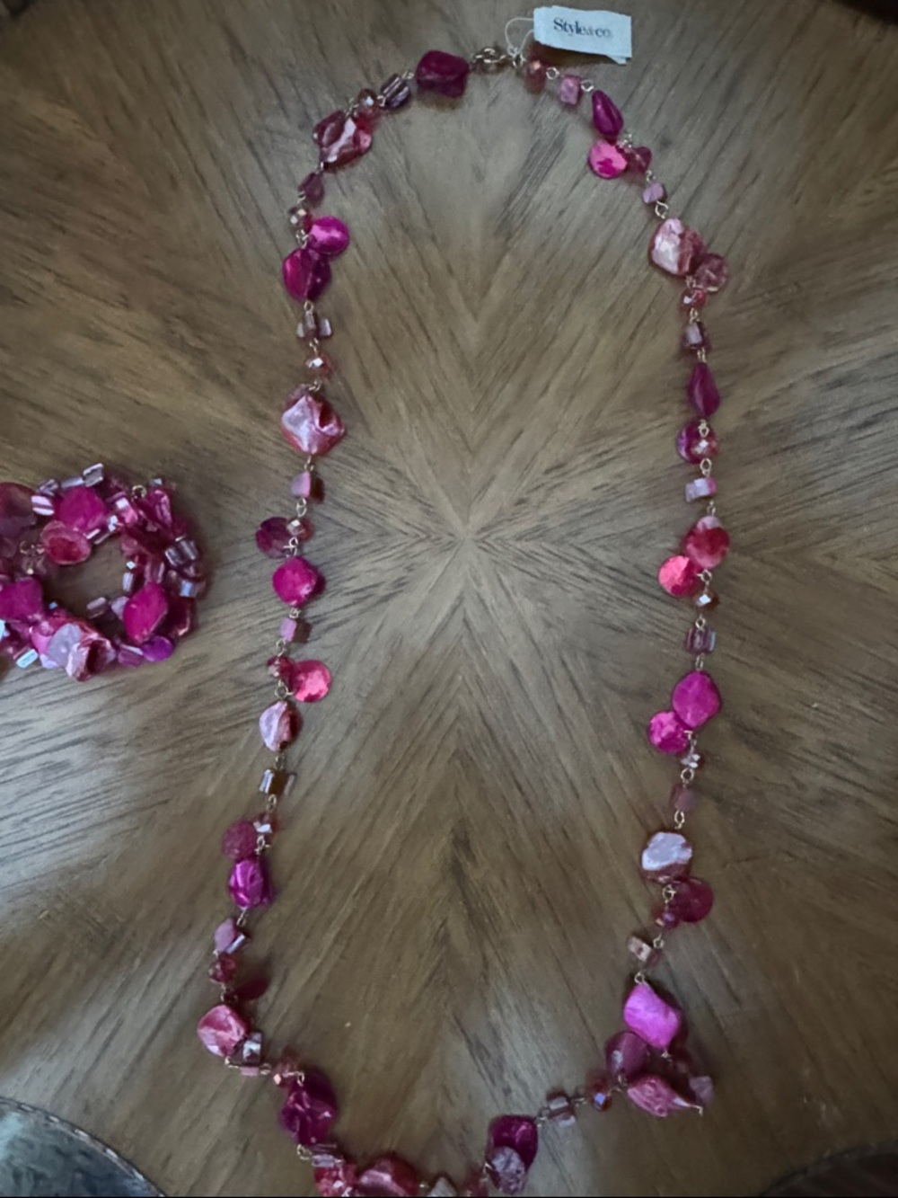 Style & Co. Fuchsia Shell Bead Necklace with Bracelet Set NWT